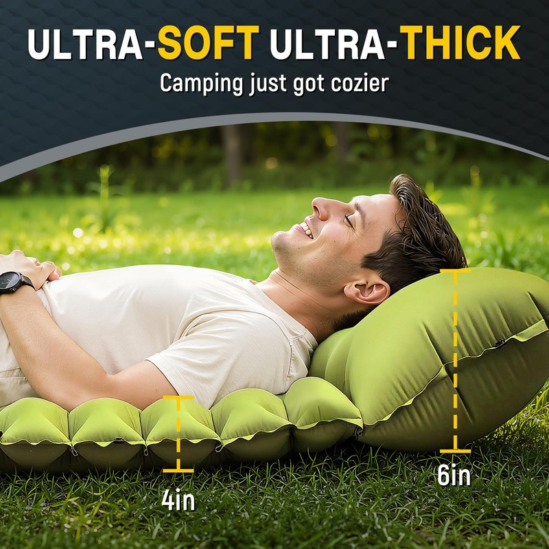 Sleeping Pad for Camping, Built-in Pump with Pillow