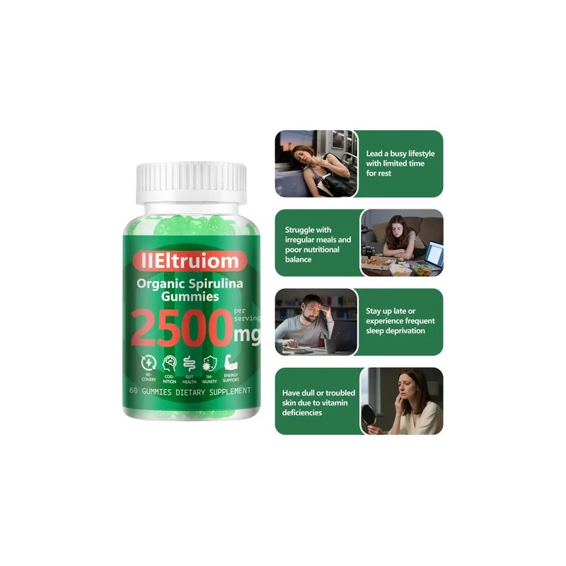 Iieltruiom Gomitas De Espirulina Orgánica 2500mg 120 Vegan