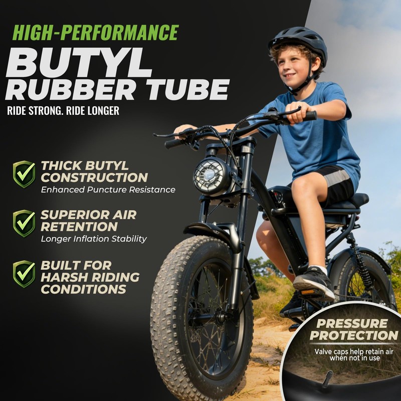 PAKCHEF 16 x 4.0 Ebike Inner Tube with Schrader Valve