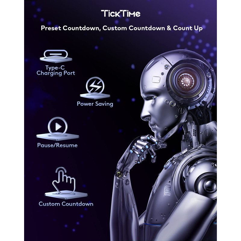 Ticktime Pomodoro Timer, Productivity Timer Cube, 5/15/25/30/45/60 Min Presets, Custom