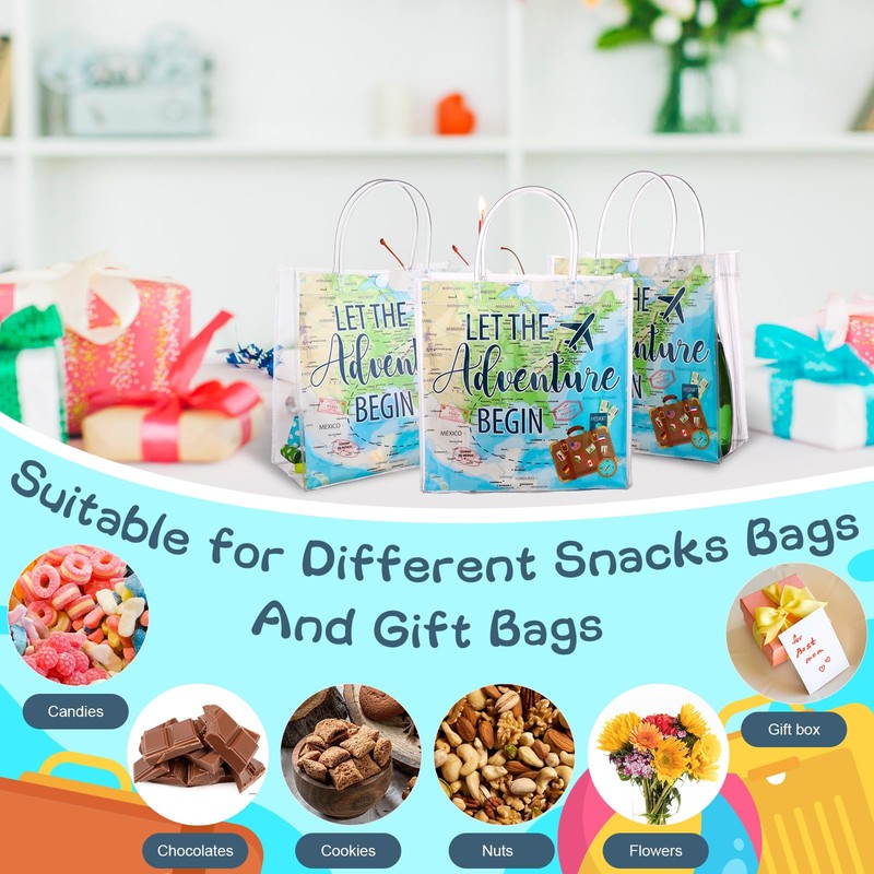 Beupy 30 Pack World Map Favor Bags PVC Clear Gift