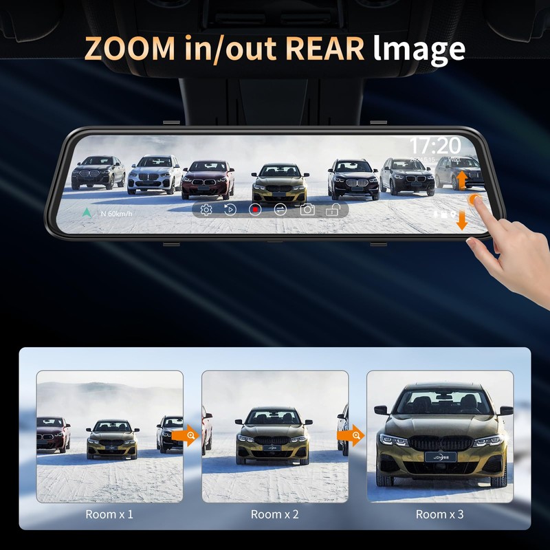 2.5K Mirror Dash Cam with Carplay Mirror & Android Auto,