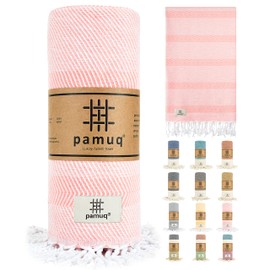 Pamuq® Beach Towel - XXL Sauna Towel / Bath Towel - Large Cotton Hammam Towel - Oeko-Tex® Shower Towel / Pestemal Hand Towel / Fouta / Pareo / Yoga Towel / Sports Towel / Sarong - For Men and Women