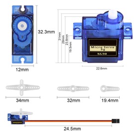 DIANN 6pcs SG90 9G Micro Servo Motor Kit for RC Robot Arm Walking Helicopter Airplane Car Boat Control with Cable M-F