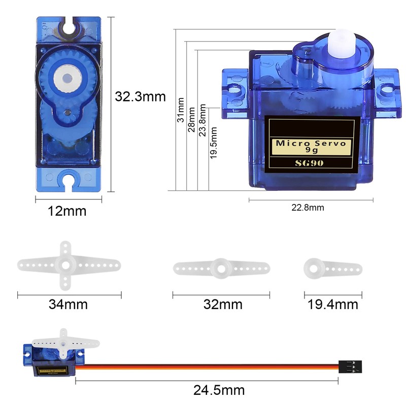 DIANN 6pcs SG90 9G Micro Servo Motor Kit for RC