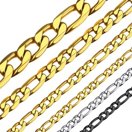 Gold Figaro Chain Necklace 26inch Men's 9mm Heavy Figaro Necklace Golden