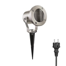 ledscom.de MIBU LED Garden Spotlight with Ground Spike for Outdoor Use Stainless Steel Bulb Not Included