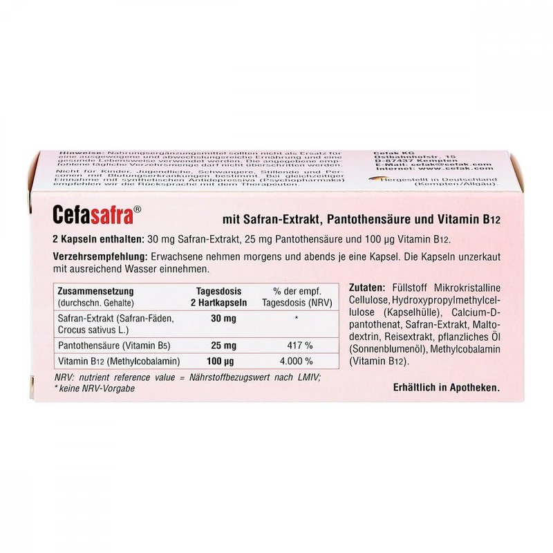 Cefasafra Capsules for Psyche, Nerves and Mental Performance, Pack of