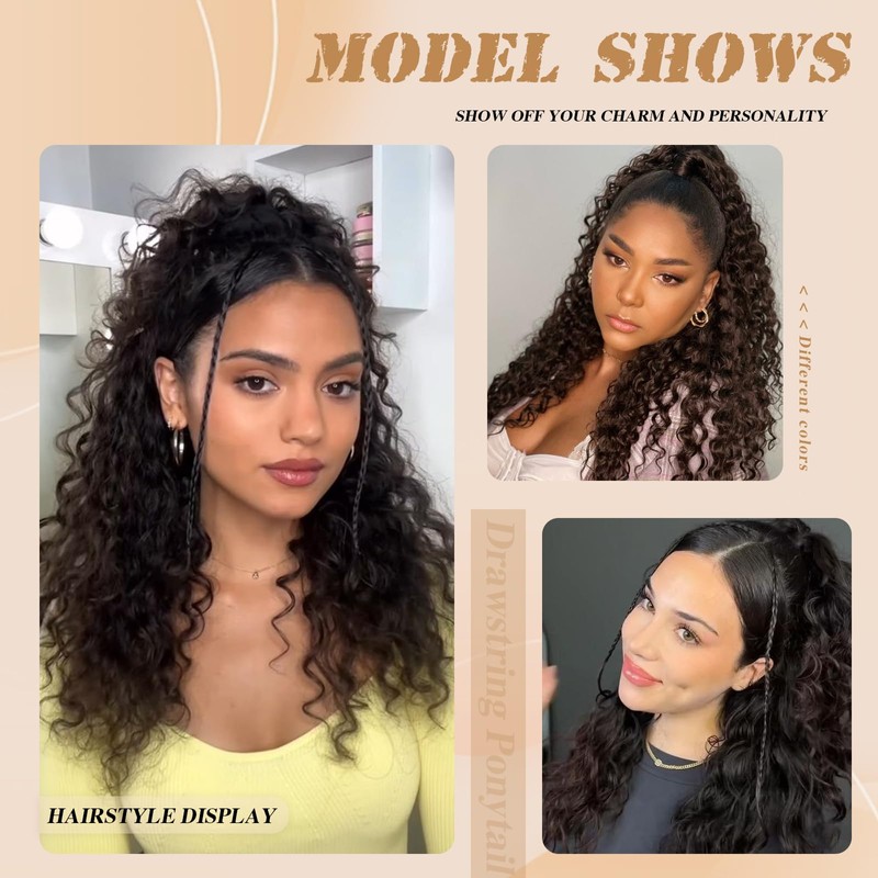 Curly Ponytail Extensions with Drawstring for Black Women Curly Clip