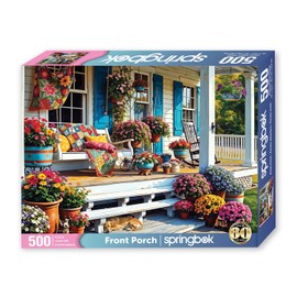 Springbok Front Porch 500 Piece Jigsaw Puzzle for Adults - Step Back and Relax on Grandma's Front Porch with This Colorful and Nostalgic Image