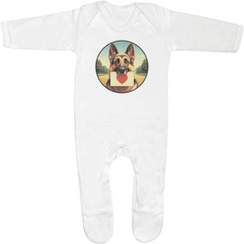 Azeeda 6-12 Month 'German Shepherd Love Note' Baby Romper Jumpsuit/Sleep Suit (SS00102080)
