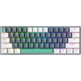 Machenike K500A-B61W 60% Mechanical Wireless Gaming Keyboard, 61 Keys Ultra-Compact Hot Swappable Linear Brown Switch, Dynamic RGB Backlit, Anti-Ghosting, Double-Shot PBT Keycaps, Win/Mac, White
