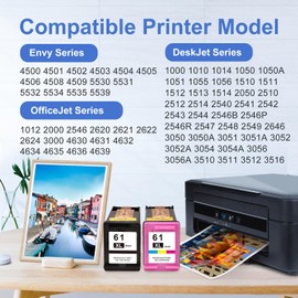Replacement for HP 61 Ink Cartridge Combo Pack for HP Ink 61 61XL Fit for HP Envy 4500 5530 4502 4501 5535 OfficeJet 4630 4635 DeskJet 2540 1000 1010 1510 Printers (2 Pack, 1 Black, 1 Color)