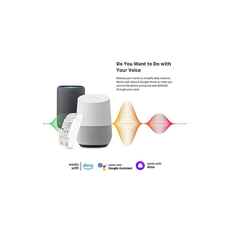 Sonoff Basic R2 Smart Switch, Funciona con Alexa, Dispositivos Inteligentes