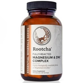 Complejo de magnesio y zinc potente y puro, magnesio completamente reaccionado con picolinato de zinc quelado, por Rootcha | 120 cápsulas