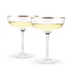 Twine Copper Rim Crystal Coupe Glasses, Electroplated Copper Rim -