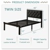 Feonase Twin Size Metal Bed Frame with Faux Leather Button