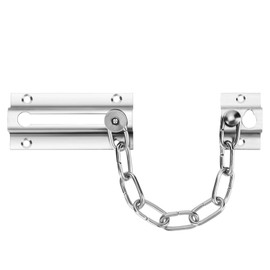 Stainless Steel Door Lock Chain - Chain Lock with Screws - Door Chain for Front Door - Spring Anti-Theft Snap Lock - Sliding Bolt Guard - for Home & Hotel Security