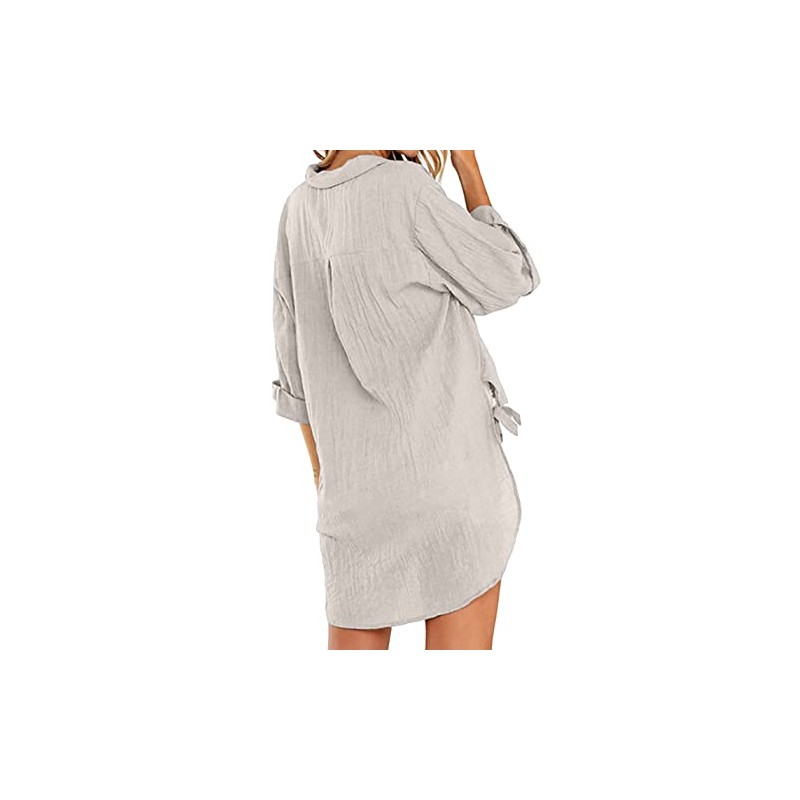 Bozanly Casual V Neck 3/4 Sleeve Button Down Shirts High