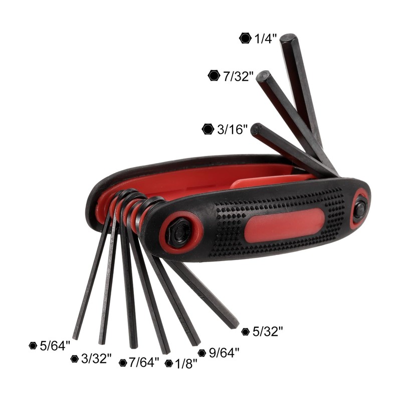 sourcing map Folding Hex Key Wrench 5/64"-1/4" SAE 9 in