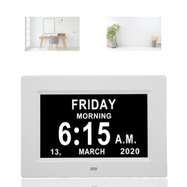 KUIDAMOS Reloj de Calendario Digital, Reloj Digital Reloj Diurno Digital De 7 Pulgadas, Resolución 800x480, Regulable Automático De 12 24 Horas con Fecha No Abreviada De Mes De Semana A Trimestre