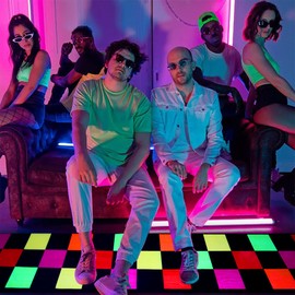 EISKBC Neon Runner Rug for Party, Colorful Grid Light up Dance Floor Mat, Glow in The Dark Non-Slip Carpet Runner, UV Blacklight Reactive Fluorescent 80s Birthday Party Supplies 118inchx23inch