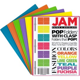 JAM Paper Plastic 2-Pocket Folders - Eco Friendly Folder with Metal Clasps - Assorted Fashion Colors - 6 Folders per Pack
