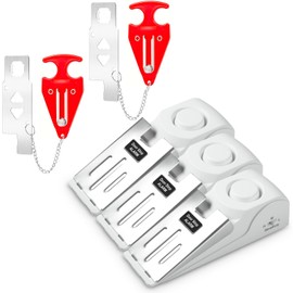 Douevo Portable Door Stop Alarm and Traveling Hotel Door Lock, No Installation Required, Provides Double Security for Home, Hotel and Traveling (2 Door Lock + 3 Door Stop)