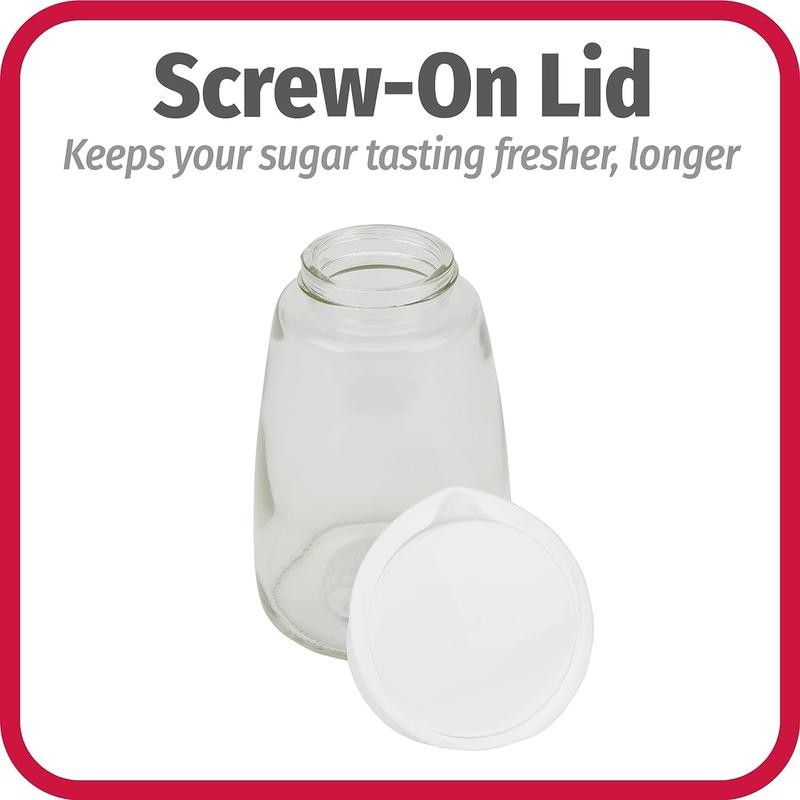Glass Sugar Dispenser Kitchenware, 12 oz, Clear/White
