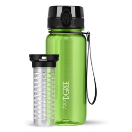 720°DGREE Water Bottle “uberBottle“ - 650 ml crystalClear +Fruit-Infuser - BPA-Free Tritan, Leakproof, Reusable Drinking Bottle - Sports Bottle for Gym, School, Fitness, Cycling, Travel, Office