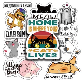 Motivational Cat Sayings Decals Set | Cute Cat Stickers Pack for Water Bottles | Funny Cat Memes Collection