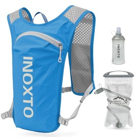 INOXTO running water bag vest backpack with1.5L water bladder hydration pack backpack suitable for running, cycling, mountain climbing, camping for men women (Sapphire 1.5L water bag, standard)