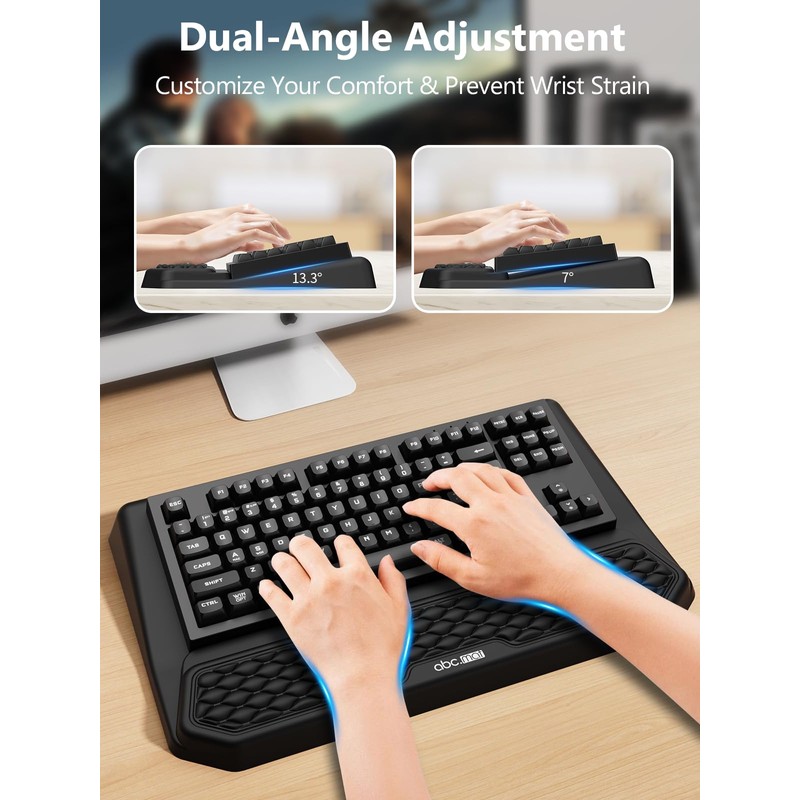 2-in-1 Ergonomic Keyboard Stand with Wrist Rest, Comfy Keyboard Riser