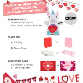 DolliBu I Love You Valentine Plush Snug-Mooshies Standing Unicorn - Cute Stuffed Animal with Red Heart And Name Personalization Gift For Valentines Day, Birthday, Anniversary, Romantic Date -10 Inches