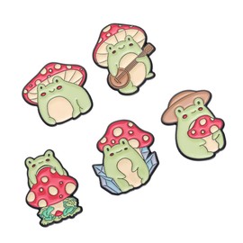 VALICLUD Mushroom Pins 5pcs Frog Mushroom Brooch Backpack Mushroom Accessories Frog Pins Mushroom Stuff Cute Pins Fine