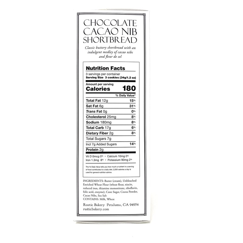 Rustic Bakery Shortbread Cookie | Chocolate Cacao Nib with Kokobunch