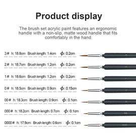 SIRLOMU 6 Piece Fine Brush Set, Acrylic Paints, Acrylic, Watercolour, Model Making, Painting Brush for Acrylic Painting, Painting by Numbers, Thin Small, Detail Miniature, Artist Brush, Paint Brush