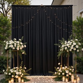 10ft x 14ft Black Backdrop Curtains for Parties, Silky Photography Backdrop Wrinkle Free Black Curtain Backdrop Drapes for Wedding Banquet Birthday Baby Shower Home Decor Background, 2 Panels