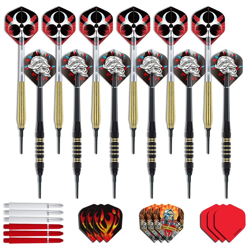 RED Dragon 12 Piece Brass Softip Darts Set - Includes