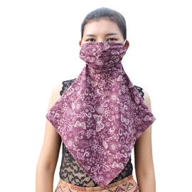 RaanPahMuang Face Mask Full Neck And Mouth Gaiter with Replaceable Filter, S/M, Saloo Cotton - Floral Forest Explosion - Violet
