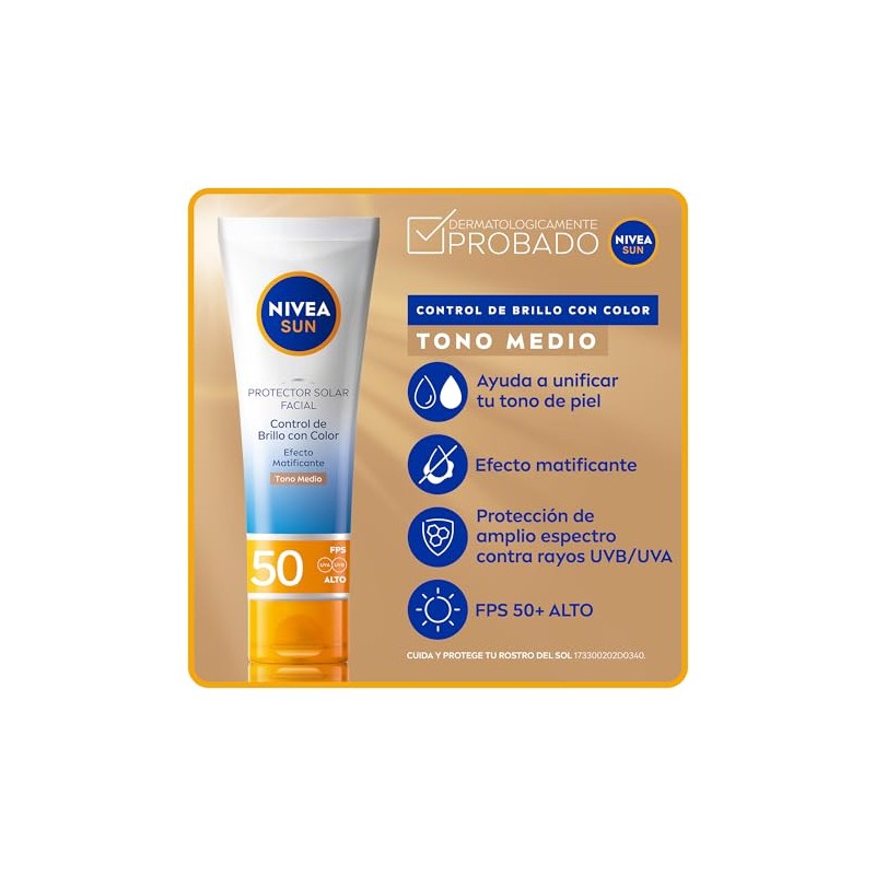 Protector Solar Facial NIVEA SUN Control Brillo Tono Medio FPS50+