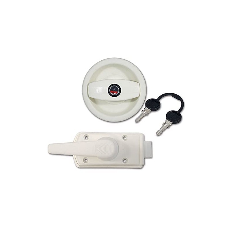CR-MOESANCO® Motorhome or Caravan White Entry Lock with Handle and