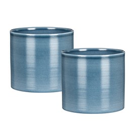 Scheurich Set of 2 Ceramic Flower Pots, Colour: Blue Jeans, 16 cm Diameter, 15 cm High, 2.6 L Vol.