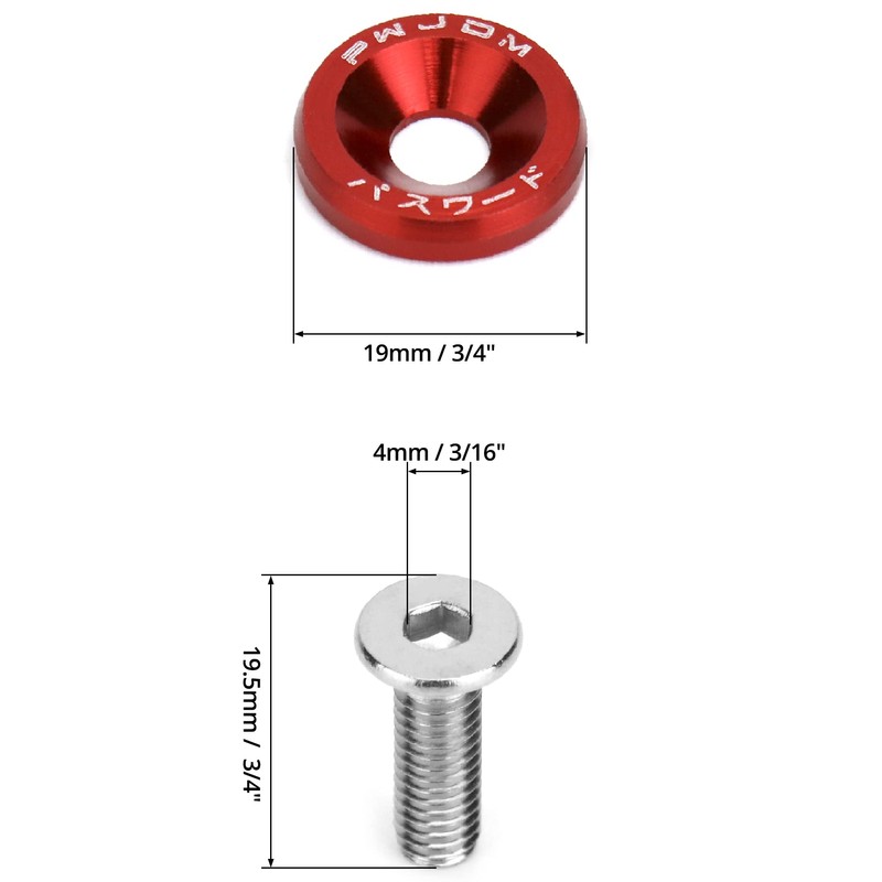 QWORK® 20 Pairs Car M6 Anodised Aluminium Washers and M6