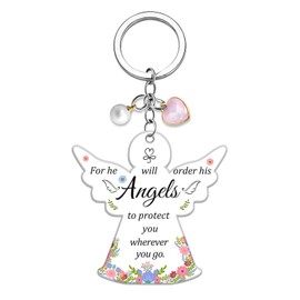 OZUEMUL Christian Gifts for Women Men Angel Keychain Angel Gift for Women Acrylic Keychains Christian Keychain Faith Based Gift Guardian Angels Scripture Gifts