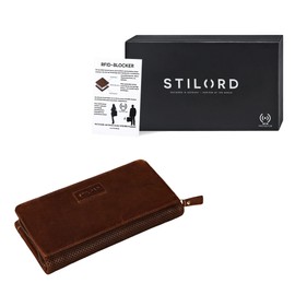 STILORD 'Mina' Women's Leather RFID Wallet Vintage Purse for Women with NFC Protection Wallet with Zip in Gift Box Genuine Leather, Mesh - dark brown, coin purse