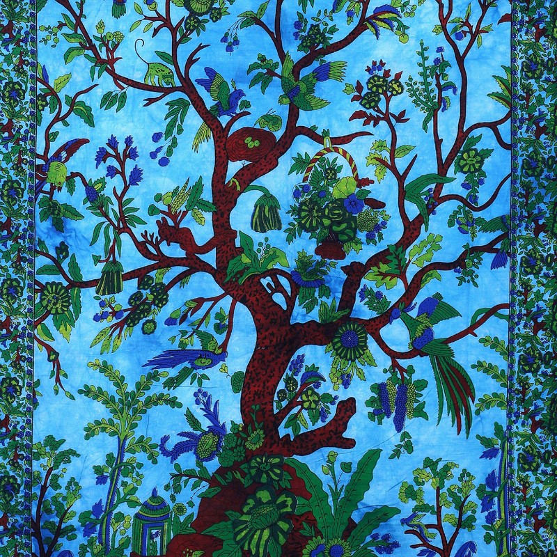 THE ART BOX Tapestry Turquoise Tree of Life Wall Hanging