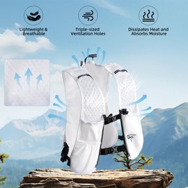 tacxmotorrad Hydration Backpack for Women Men, Lightweight Running Vest with 1.5L Water Bladder, Breathable Water Backpack for Hiking Running Cycling Climbing - White