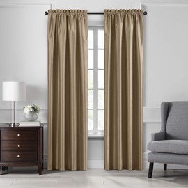 Elrene Home Fashions Colette Faux Silk Blackout Window Curtain Panel, 52" x 84" (1, Gold