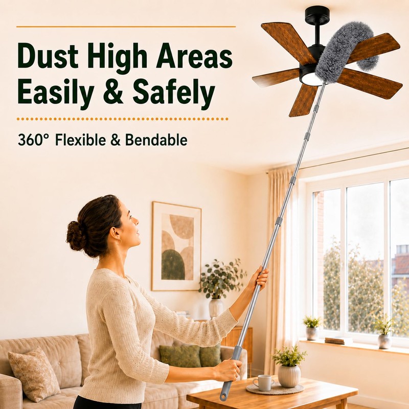 3-in-1 Feather dusters for Cleaning, Cobweb Duster with Extension Pole